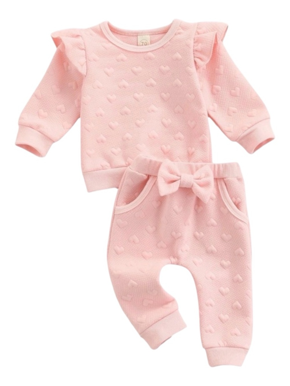 Pink heart baby girl outfit set